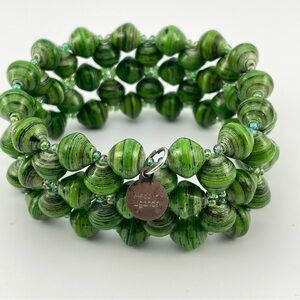 Beautiful Handmade Ugandan Green Paper Bead Coil Bracelet – Fair Trade Jewelry